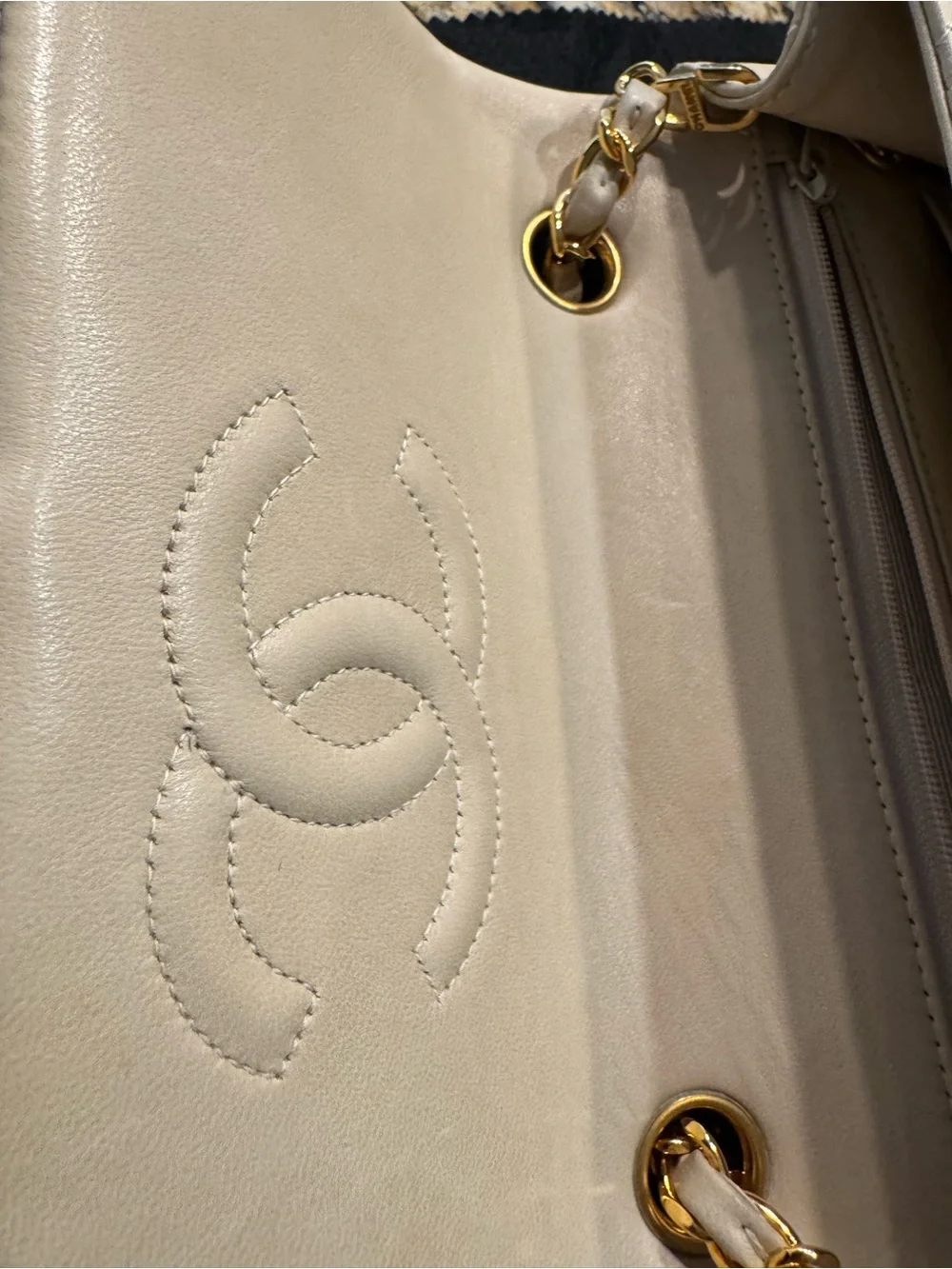 CHANEL Quilted Shoulder Bag in Taupe with Gold Hardware
